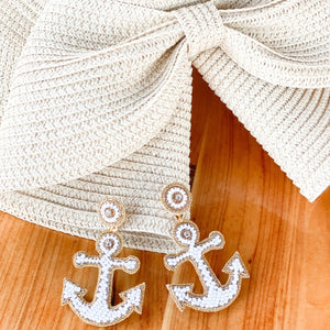Boucles d’oreilles d’ancre de yacht | Blanc