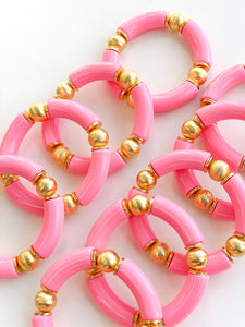 Acrylic Tube Beads Bracelet | Bubblegum