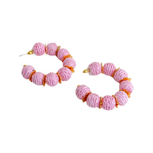 Raffia Hoop Earrings | Light Pink