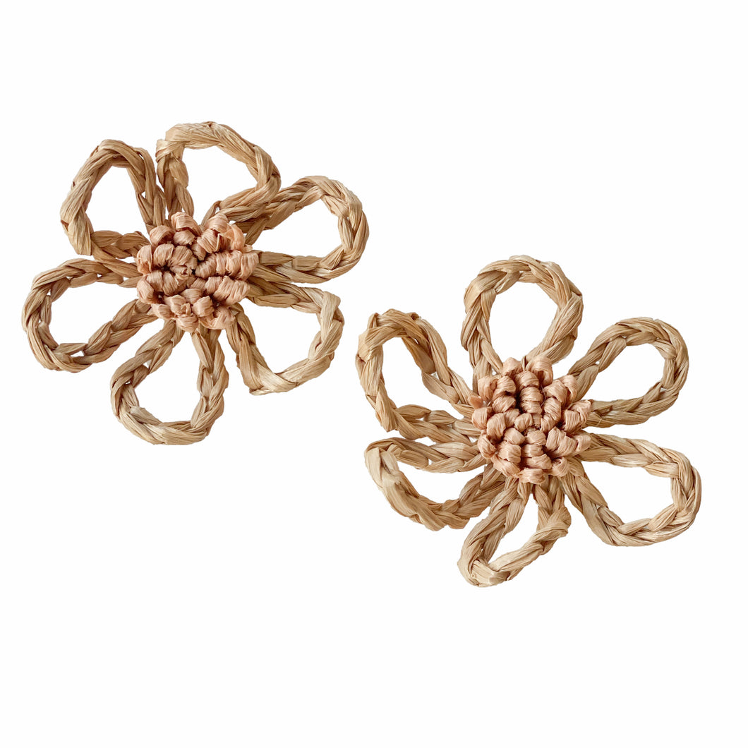 Raffia Flower Earrings | Natural