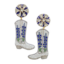 Load image into Gallery viewer, Bluebonnet Cowgirl Boot Earrings
