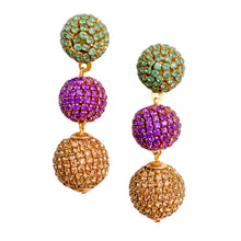 Load image into Gallery viewer, Pave Triple Lantern Earrings | Mardi Gras
