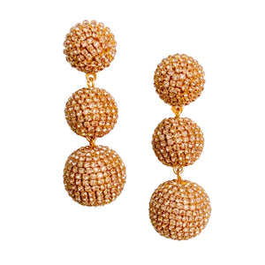 Pave Triple Lantern Earrings | Gold