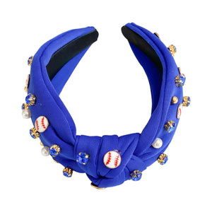 GameDay Beaded Headband | Baseball | Royal Blue
