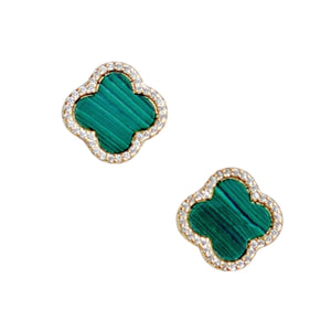 Emerald Green Clover Stud Earrings | Medium
