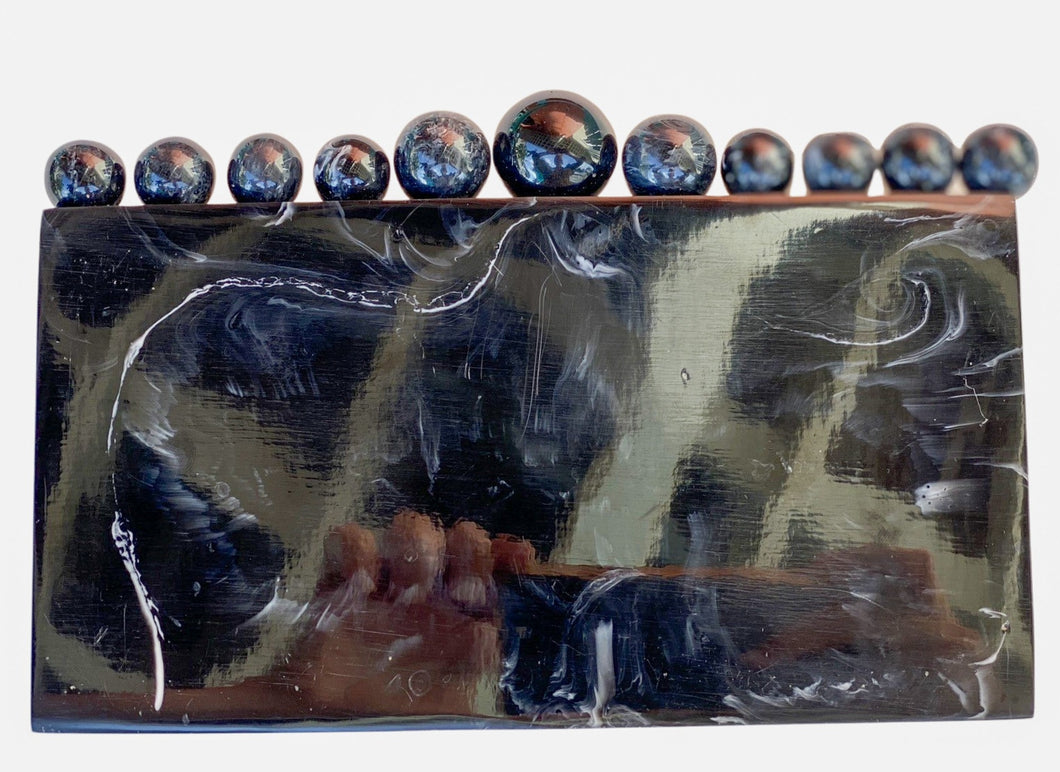 Black Acrylic Marble Clutch Bag | Top