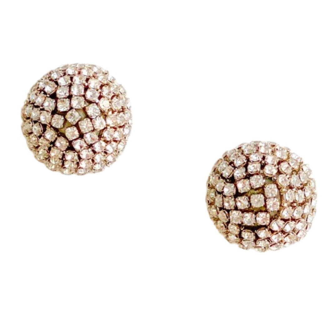 Pave Round Stud Earrings | Silver