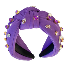 Cargar imagen en el visor de la galería, GameDay Football Beaded Headband | Football | Purple
