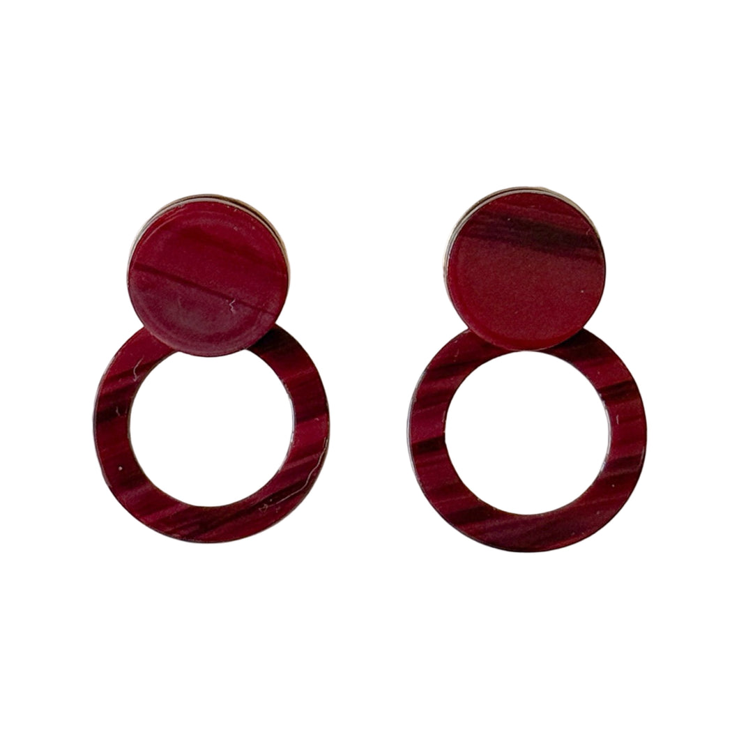 Resin Jennifer Earrings | Red Wine