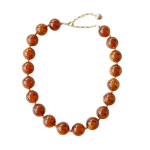 Caramel Resin Round Beads Short Necklace