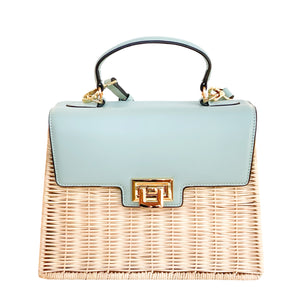 Ocean Blue Rattan Handbag