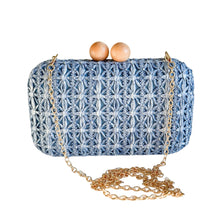 Cargar imagen en el visor de la galería, Kelly Raffia Clutch Handbag | Denim Blue
