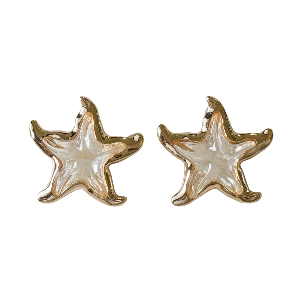 Resin & Metal Chunky Starfish Earrings | Ocean Blue