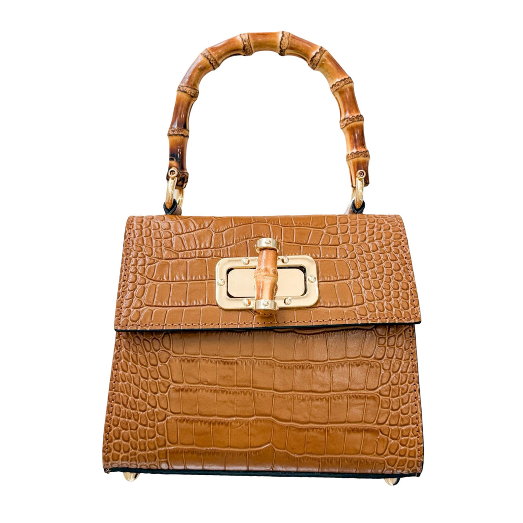 Gisele Bamboo Handle Handbag | Brown