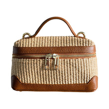 Load image into Gallery viewer, Vittoria Raffia Leather Handbag | Cognac
