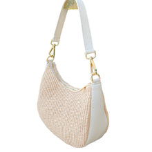 Cargar imagen en el visor de la galería, Ella Raffia Crescent Shoulder Handbag | White
