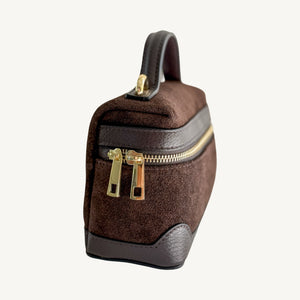 Perugia Suede and Leather Handbag | Chocolate