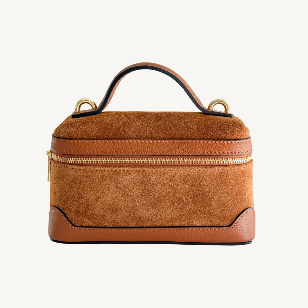 Perugia Suede and Leather Handbag | Camel