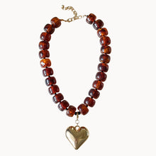 Load image into Gallery viewer, Amelia Resin Necklace with Gold Puff Heart Pendant •Gaby&#39;s Pick!
