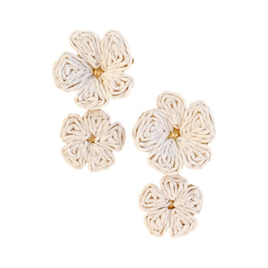 Amanda White Raffia Flower Earrings