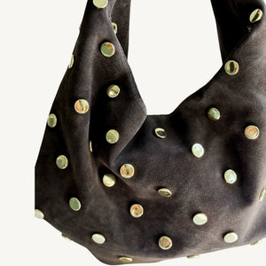 Modena Suede Gold Shoulder Handbag | Chocolate