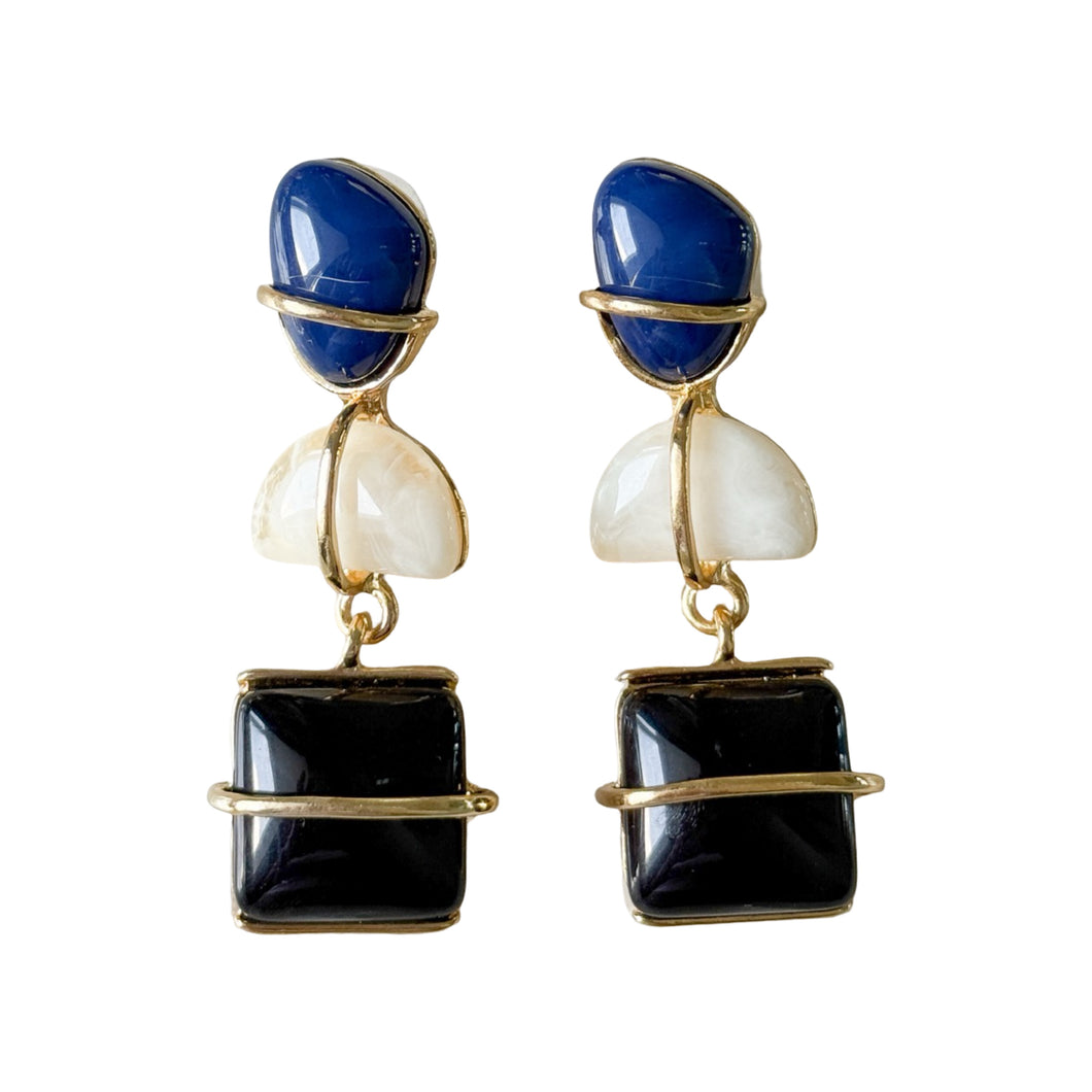 Jessica Stones Earrings | Navy & Black