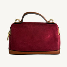 Load image into Gallery viewer, Perugia Suede and Leather Handbag | Red Burgundy and Brown
