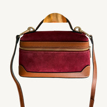 Load image into Gallery viewer, Perugia Suede and Leather Handbag | Red Burgundy and Brown
