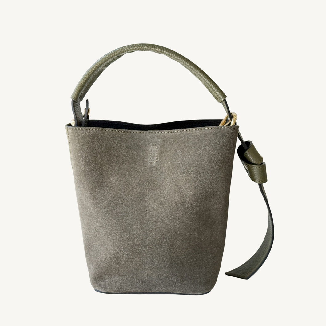 Milan Suede and Leather Handbag | Olive
