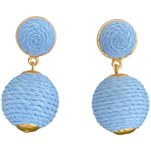 Lantern Raffia Earrings | Carolina Blue