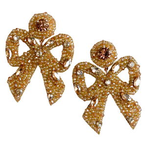 Hayley Beaded Bow Earrings | Gold