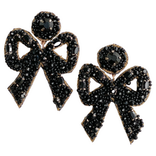 Load image into Gallery viewer, Hayley Beaded Bow Earrings | Black

