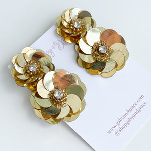 Bloom Sequin Flower Earrings | Gold