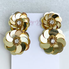 Load image into Gallery viewer, Bloom Sequin Flower Earrings | Gold
