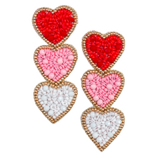 Load image into Gallery viewer, Triple Heart Valentines Earrings
