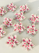 Load image into Gallery viewer, Dahlia Pink &amp; White Flower Earrings
