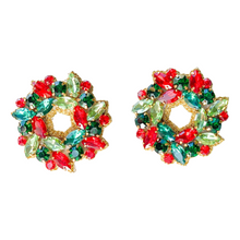 Load image into Gallery viewer, Holiday Wreath Earrings | Red &amp; Green
