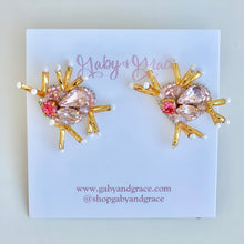Load image into Gallery viewer, Dainty Starburst Heart Stud Earrings | Pink
