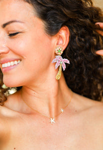 Las Brisas Pink Palm Earrings | Last in stock!