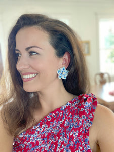 Julia Blue & White Flower Earrings