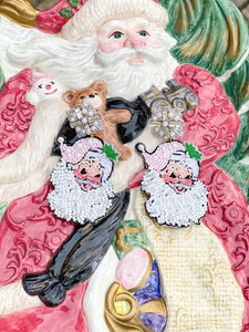 Vintage Pink Santa Earrings