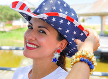 Load image into Gallery viewer, Red, White &amp; Blue Stars Patriotic Earrings
