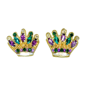 Mardi Gras Crown Stud Earrings