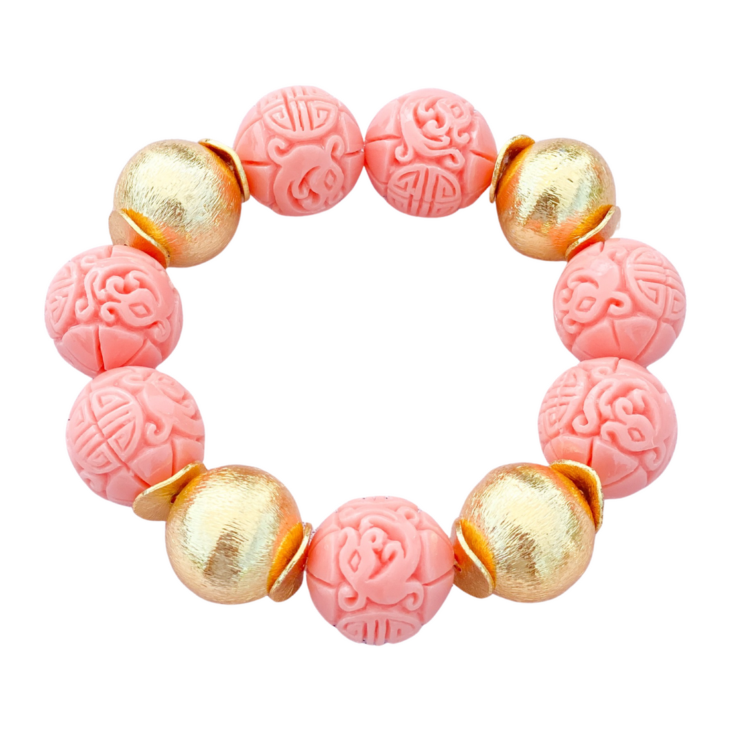 Candace Bracelet Peach Chinoiserie | 16mm