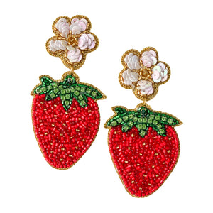 Boucles d’oreilles aux fraises sucrées