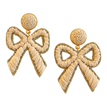 Load image into Gallery viewer, Bow Raffia Earrings | Natural
