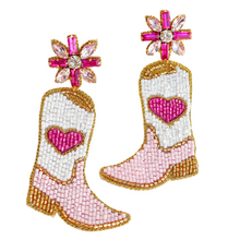 Load image into Gallery viewer, Pink Heart Cowgirl Boot Earrings
