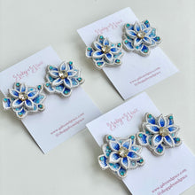 Load image into Gallery viewer, Julia Blue &amp; White Flower Earrings
