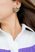 Load image into Gallery viewer, Mardi Gras Crown Stud Earrings
