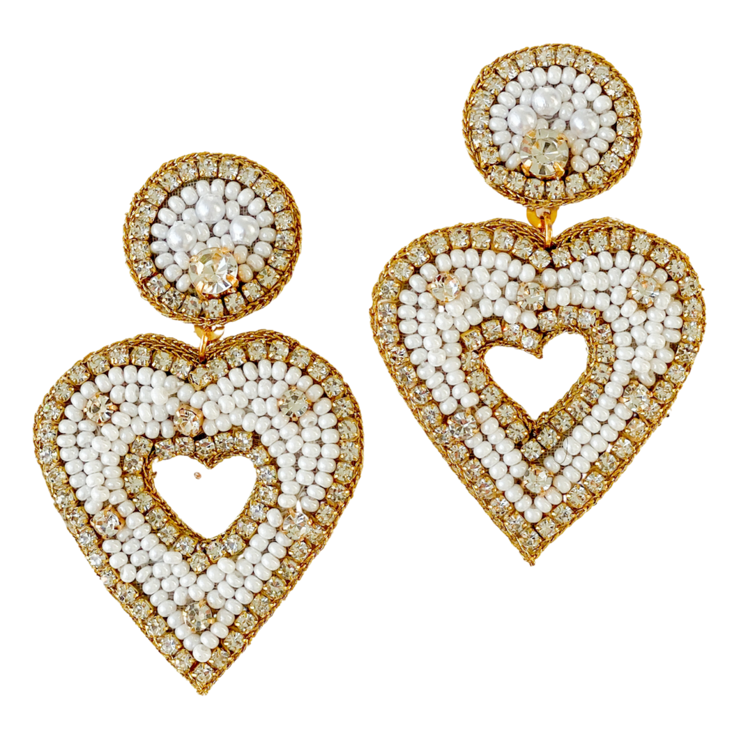 Boucles d'oreilles coeur ouvert en perles